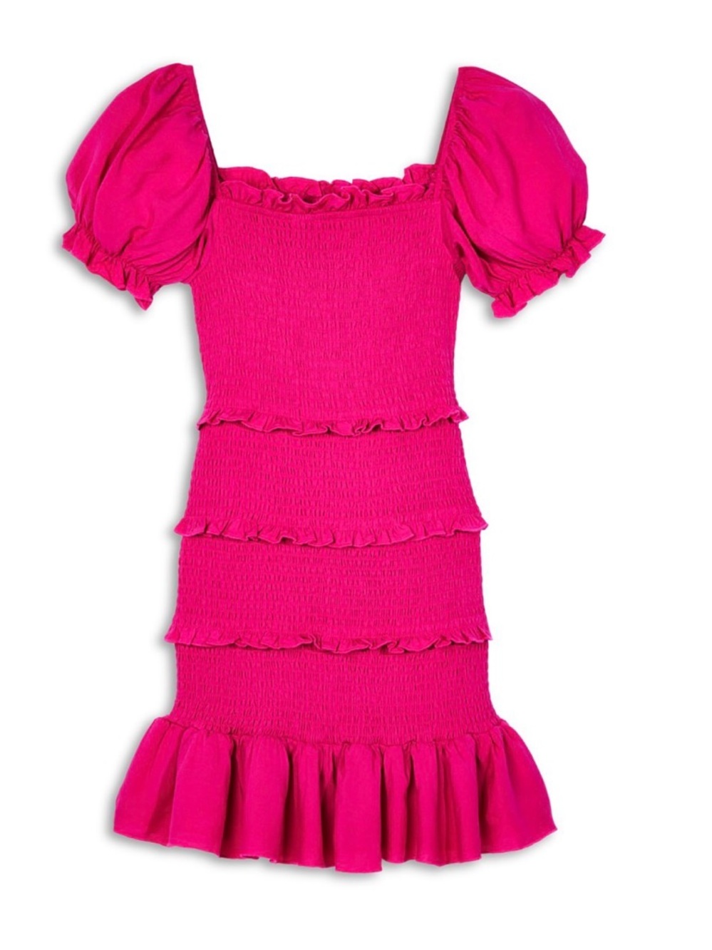 Katie J NYC Girls' Laila Puff Sleeve Tiered Smocked Dress - Big Kid